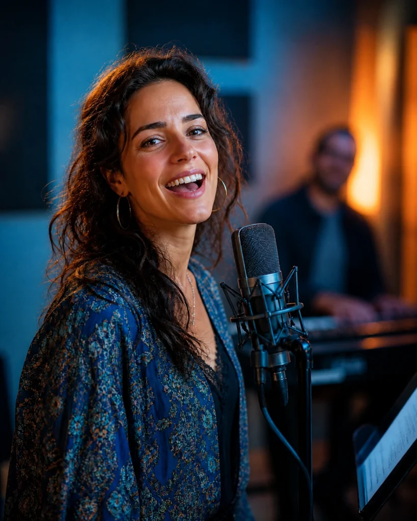 Une chanteuse prend un cours de chant à Paris
